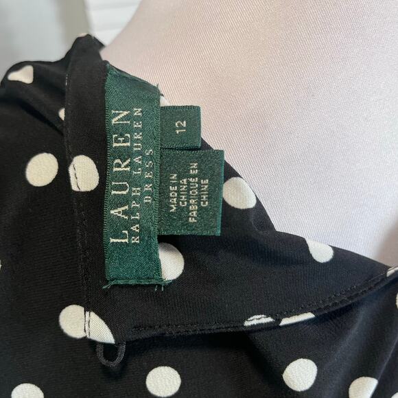 Lauren Ralph Lauren Polka Dot Midi Dress 12 Classic Vintage Inspired cocktail - Picture 8 of 9